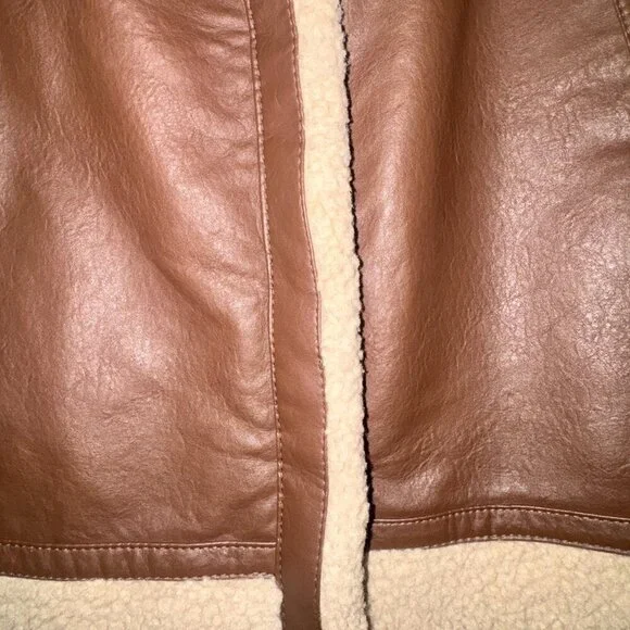 🧥 Universal Thread Faux Leather Sherpa Aviator Jacket | XXL - Picture 3 of 8